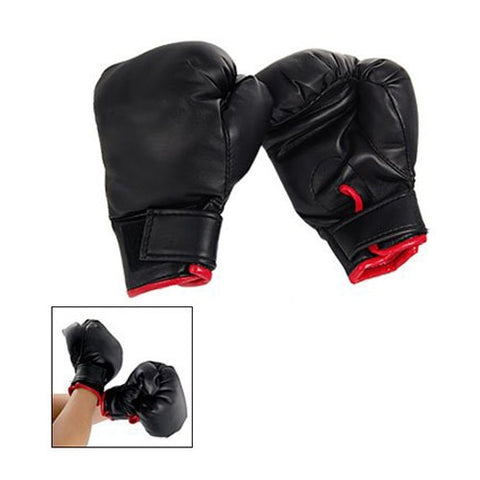 Black Faux Leather Sponge Pad Boxing Gloves Pair For Child kids Gift Play