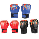 1 pair Kids Children Boxing Gloves Professional Flame Mesh Breathable PU Leather Flame Gloves Sanda Boxing Training Glove