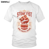 Men Stone Fist Boxing T-Shirt Personality Retro Anung Un Rama Graphic Print T Shirt Short Sleeved Pure Cotton Summer Tee Apparel