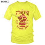 Men Stone Fist Boxing T-Shirt Personality Retro Anung Un Rama Graphic Print T Shirt Short Sleeved Pure Cotton Summer Tee Apparel