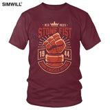 Men Stone Fist Boxing T-Shirt Personality Retro Anung Un Rama Graphic Print T Shirt Short Sleeved Pure Cotton Summer Tee Apparel