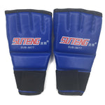 1 Pair PU Leather Half Mitts Mitten MMA Muay Thai Training Punching Sparring Boxing Gloves Golden/White/Red